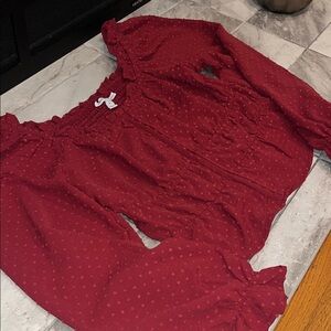 Red Long Sleeve Blouse